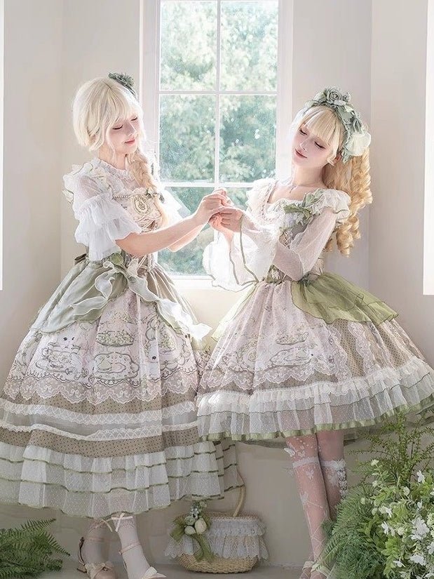 Bunny Classic Fresh Green Lolita Dress - LolitaEraOP+BroochSBunny Classic Fresh Green Lolita Dress