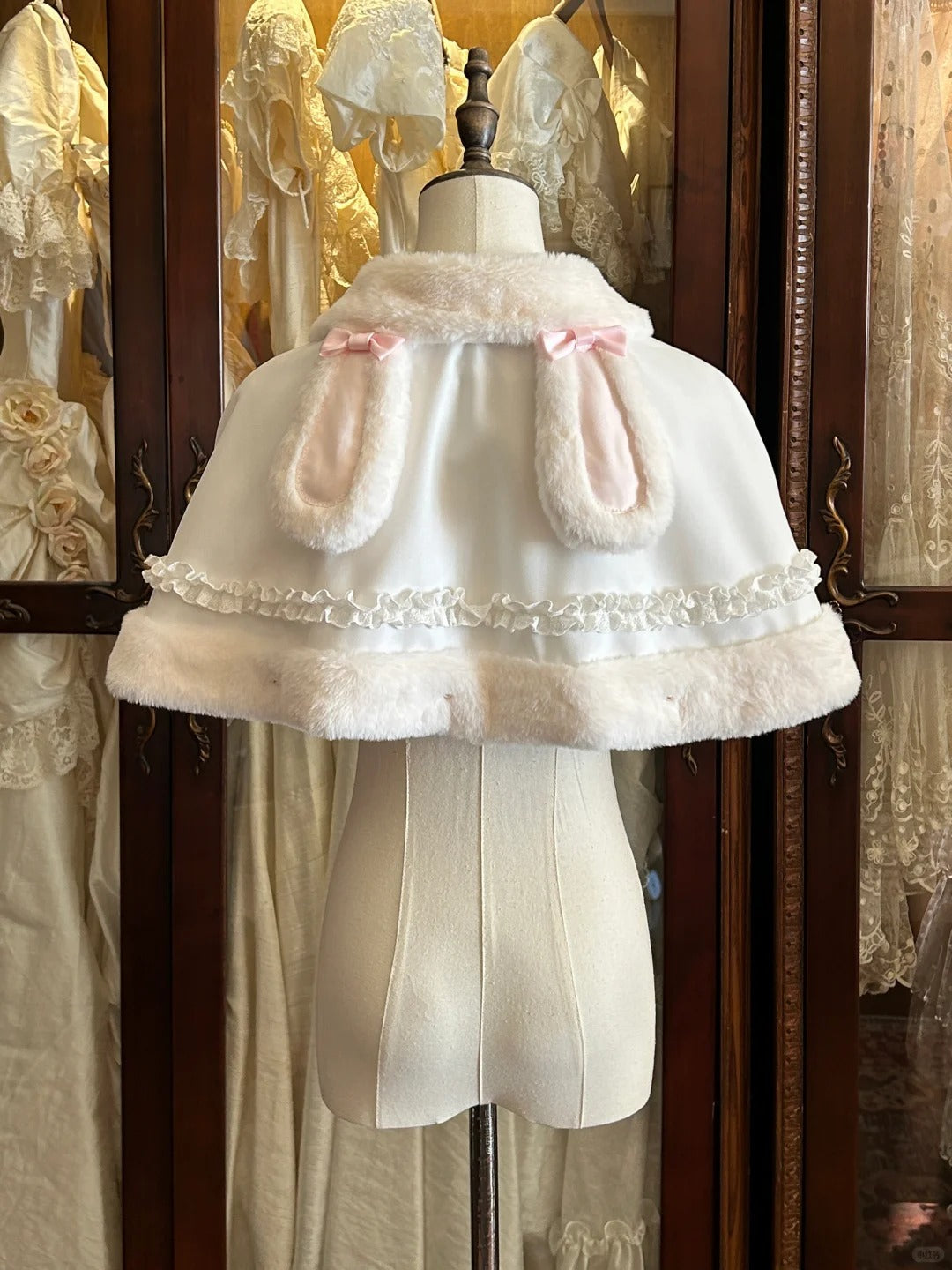Bunny Dumpling Lolita Winter Doll Style Plush Cloak JSK Set - LolitaEra