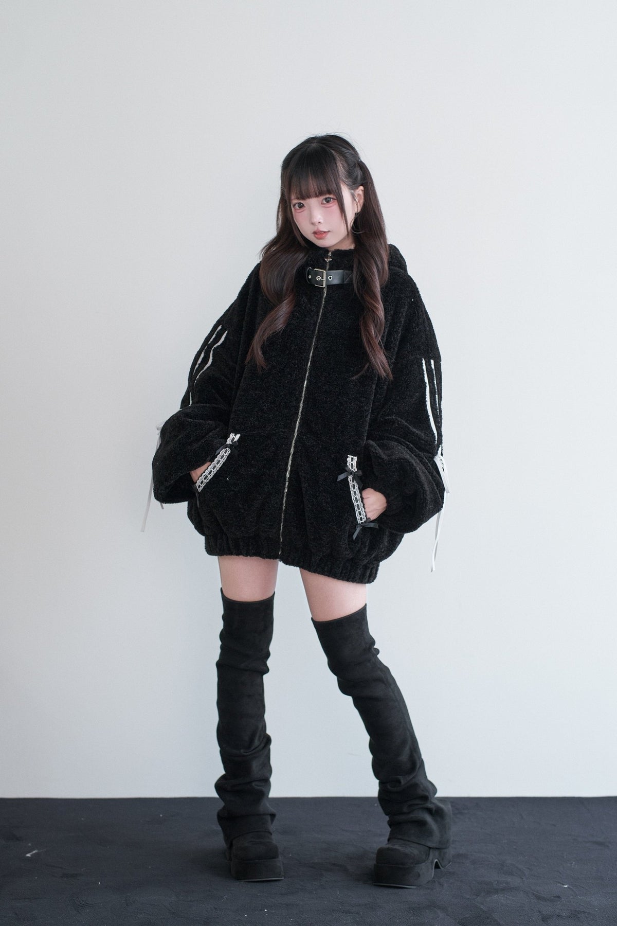 Bunny Ear Coat Mass Produced Japanese Cute Bow Fitted Waist Outwear - LolitaEra