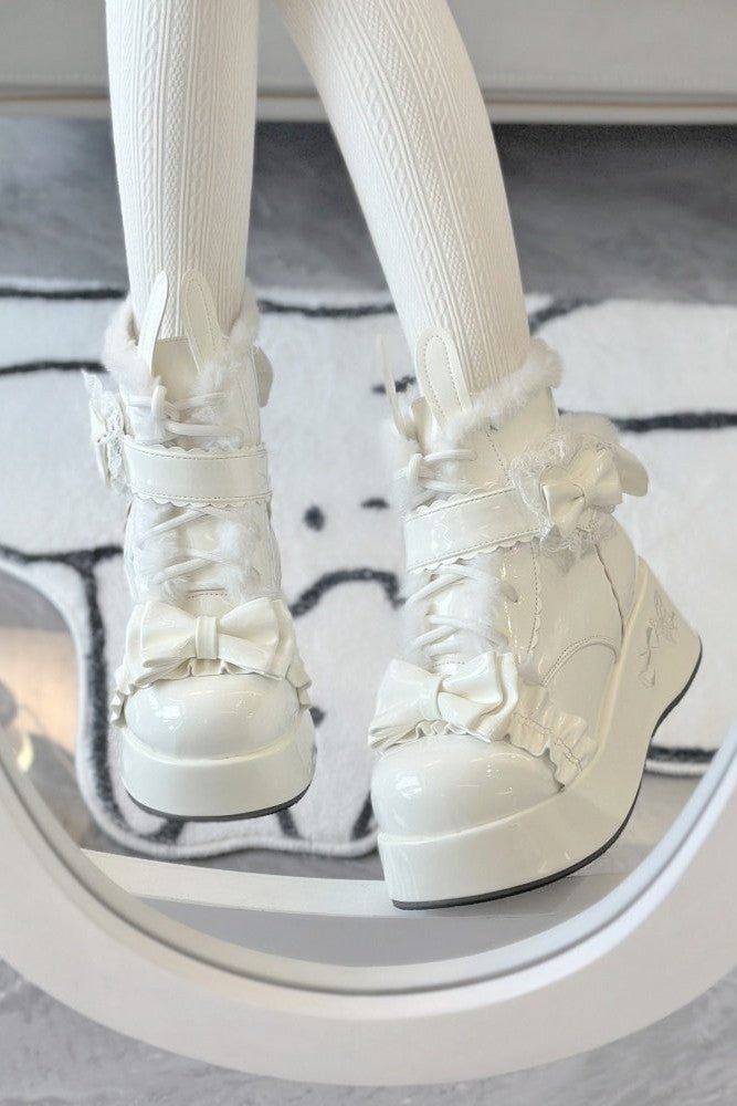 Bunny Tail · Lolita Fleece - lined Snow Boots 1302 - LolitaEraBlack Set34Bunny Tail · Lolita Fleece - lined Snow Boots 1302