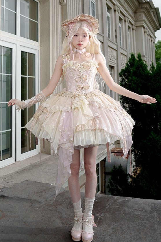 Butterfly Transformation Gorgeous Sweet Lolita Dres LE1194 - LolitaEraPink Yellow+BowSButterfly Transformation Gorgeous Sweet Lolita Dres LE1194
