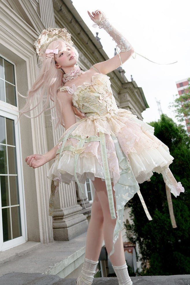 Butterfly Transformation Gorgeous Sweet Lolita Dres LE1194 - LolitaEraPink Yellow+BowSButterfly Transformation Gorgeous Sweet Lolita Dres LE1194