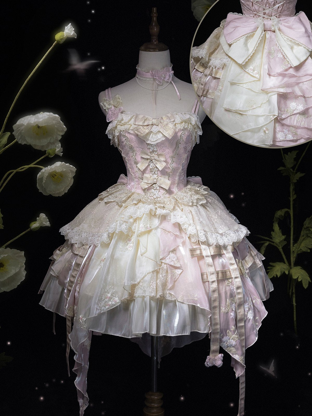 Butterfly Transformation Gorgeous Sweet Lolita Dres LE1194 - LolitaEraPink Yellow+BowSButterfly Transformation Gorgeous Sweet Lolita Dres LE1194