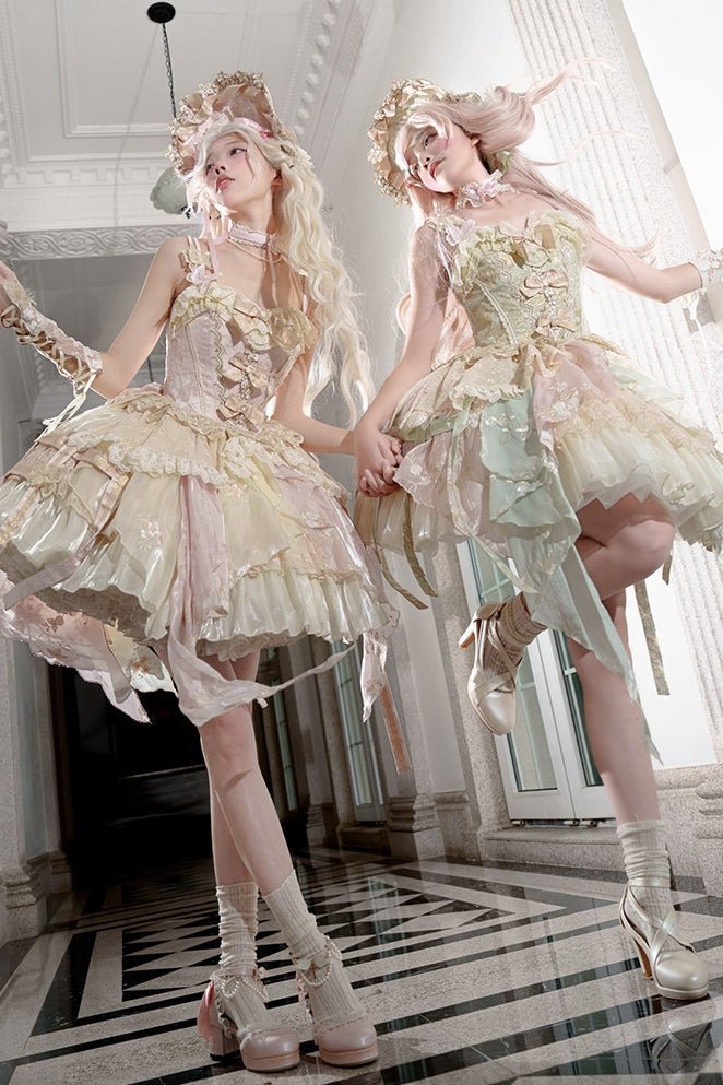 Butterfly Transformation Gorgeous Sweet Lolita Dres LE1194 - LolitaEraPink Yellow+BowSButterfly Transformation Gorgeous Sweet Lolita Dres LE1194