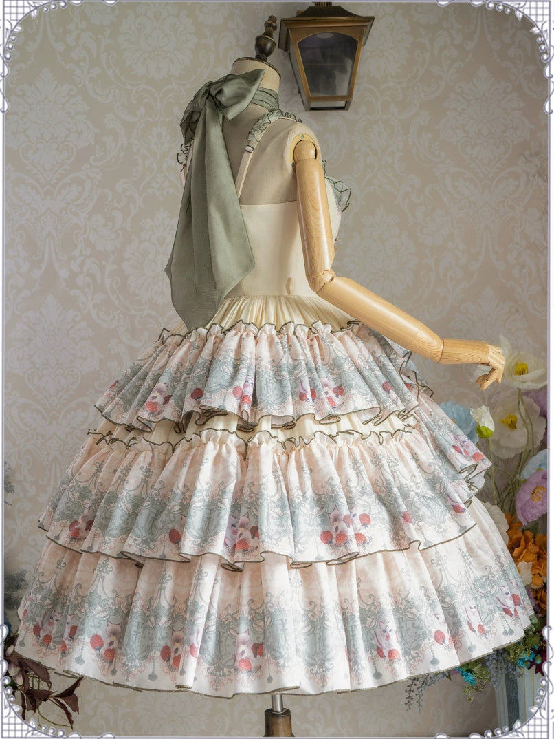 Berry Pie Lolita Print Long / Short JSK Dress