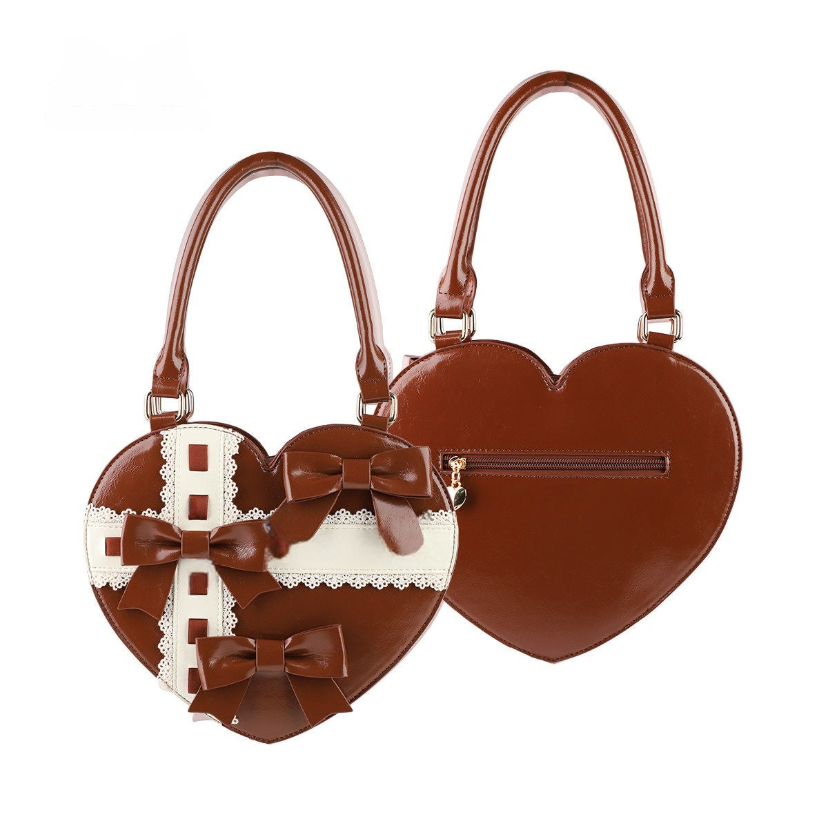 Heart Gift Box Lolita Brown & Black Handbag