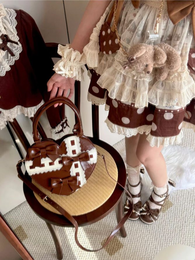 Heart Gift Box Lolita Brown & Black Handbag
