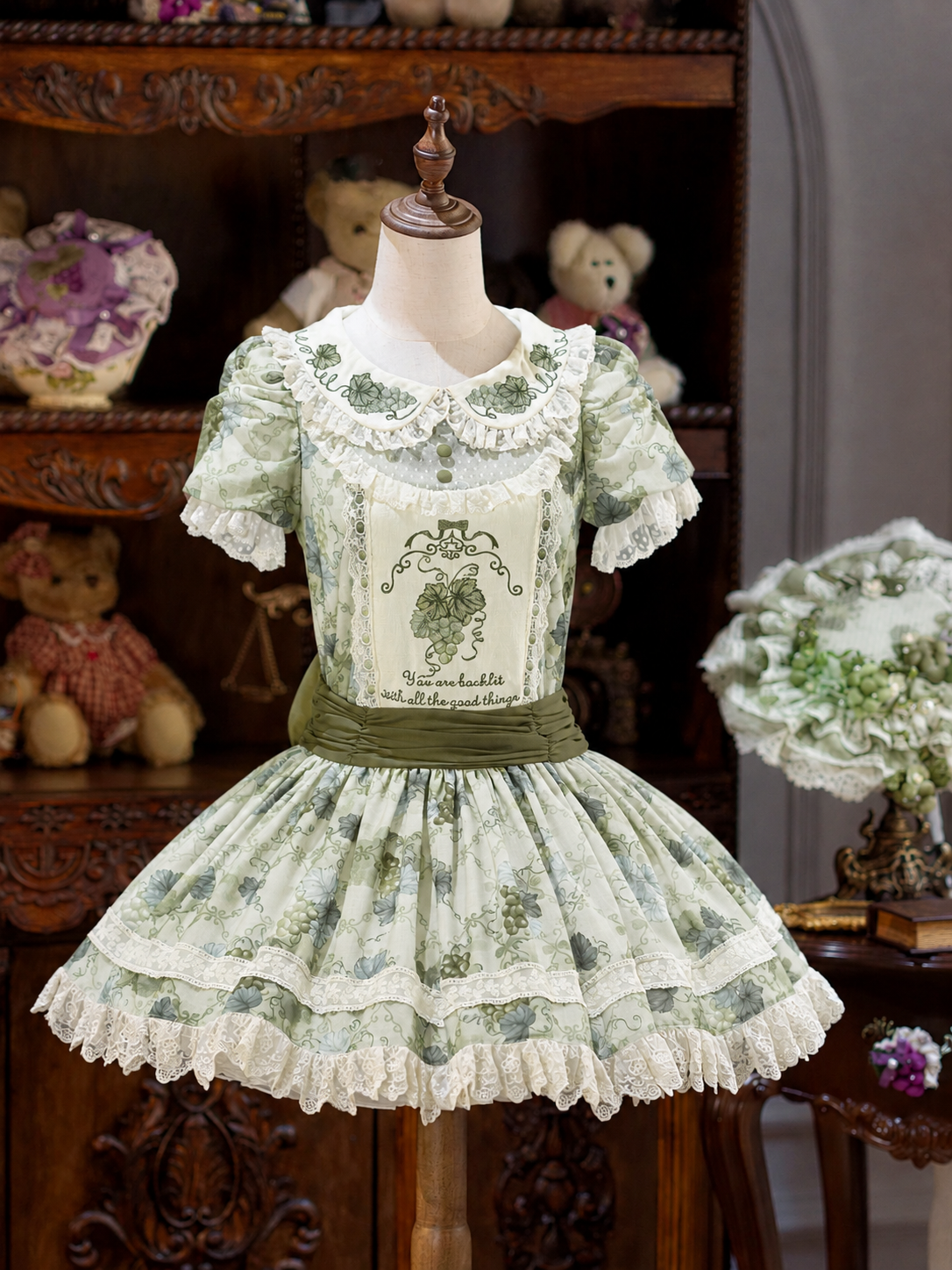Green Grape Manor Lolita Original Pastoral Style OP Dress