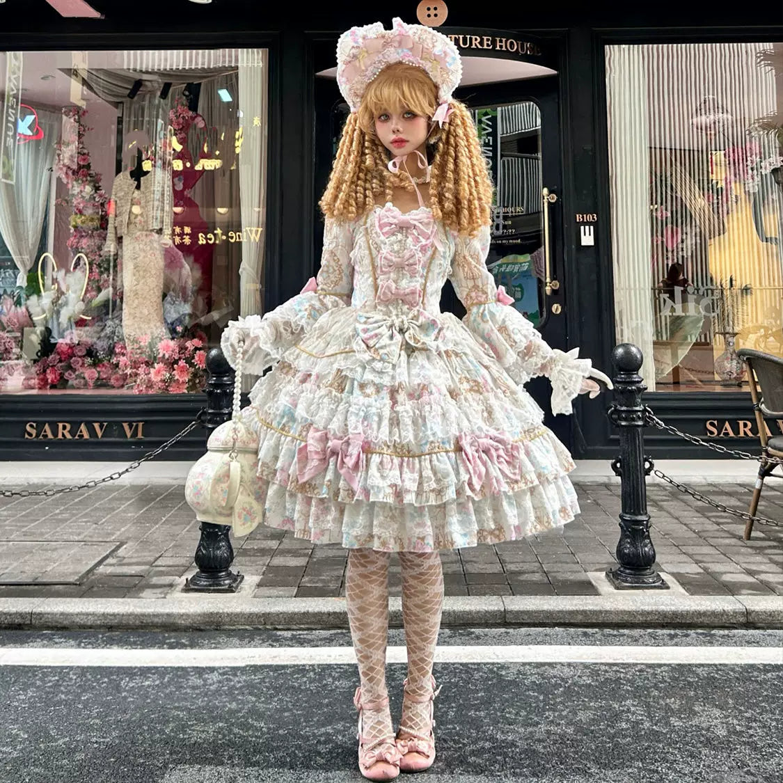 Genuine design cute long-sleeve, dress, Lolita style, Lolita OP