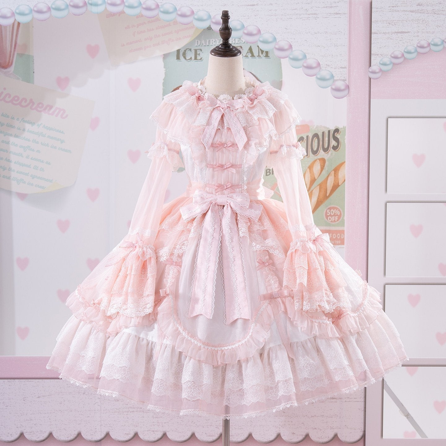 Candy Flavor Sweet Cute Lolita OP/JSK - LolitaEraPink OPSCandy Flavor Sweet Cute Lolita OP/JSK