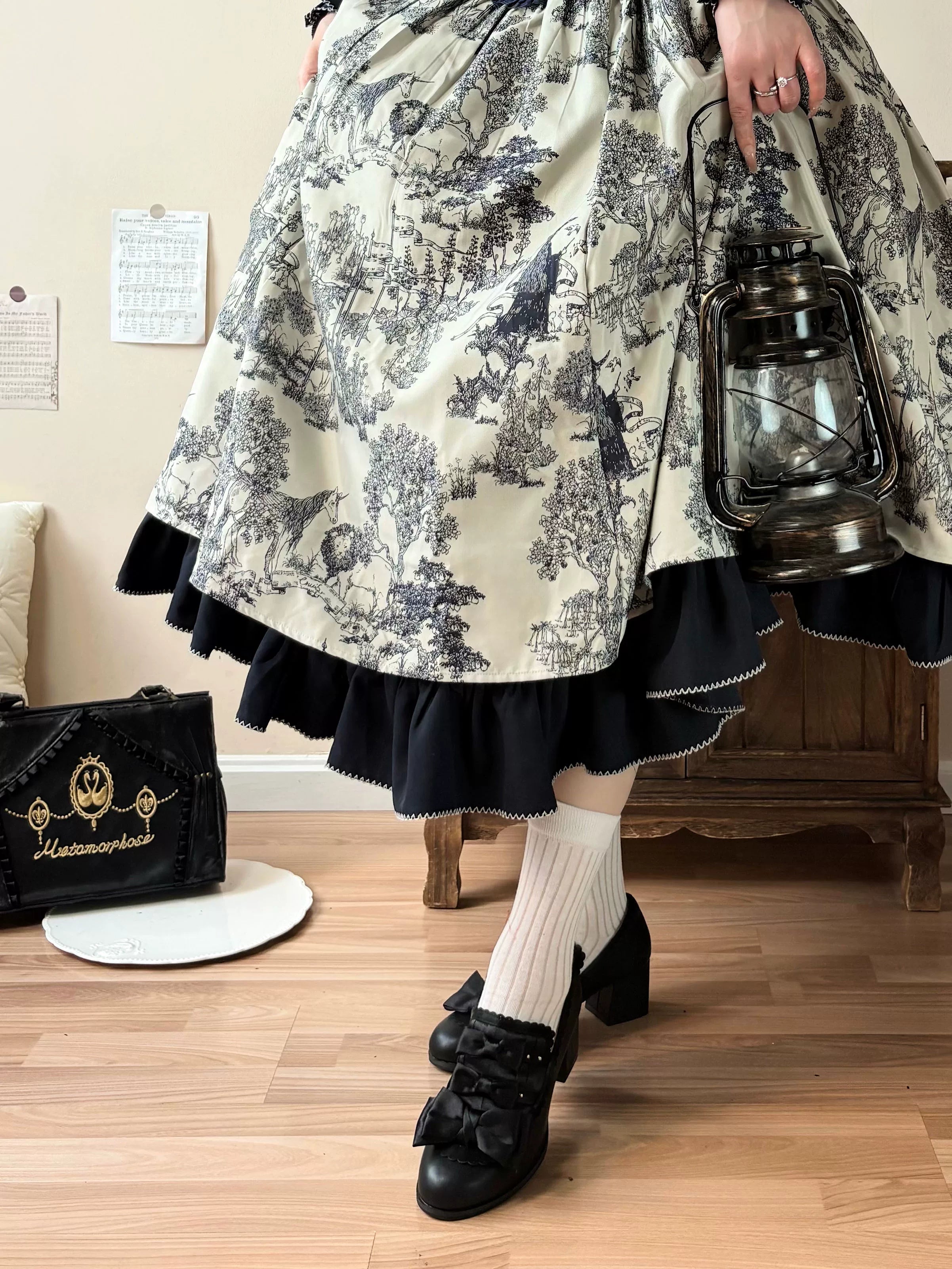 Castle Nocturne GURURU original satin heels elegant cla bow lolita heels