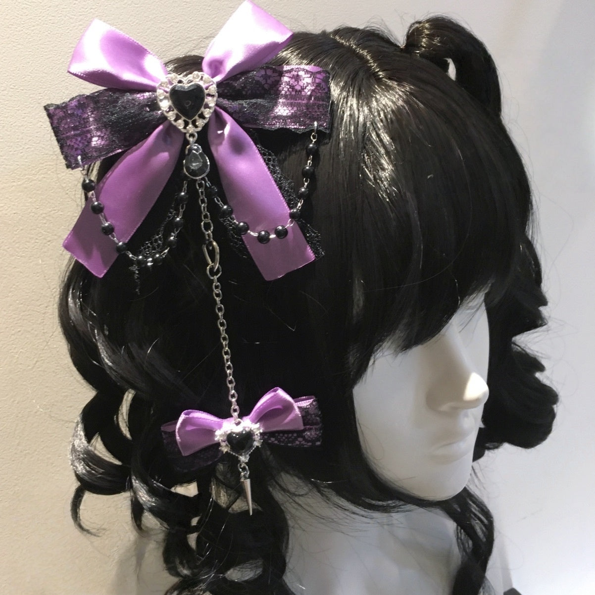 Lolita Kawaii Goth Lace Bow Hair Clip (5 Colors) LE6006