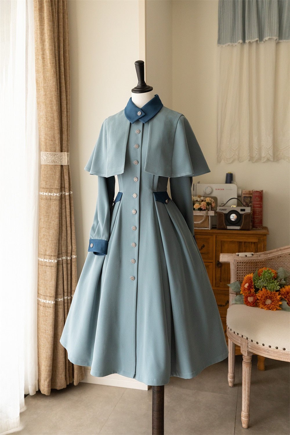 Cedar Forest Classic Vintage Lolita Set 1248 - LolitaEraGray - blueSCedar Forest Classic Vintage Lolita Set 1248