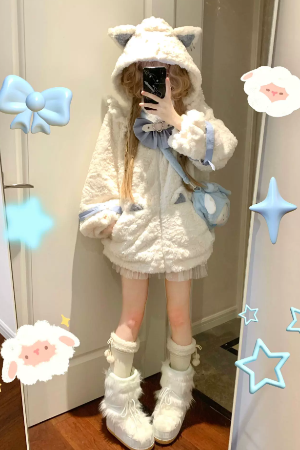 Earthquake Kitty Fluffy Cat Ear J-Style Sweet Cool Lolita Outwear