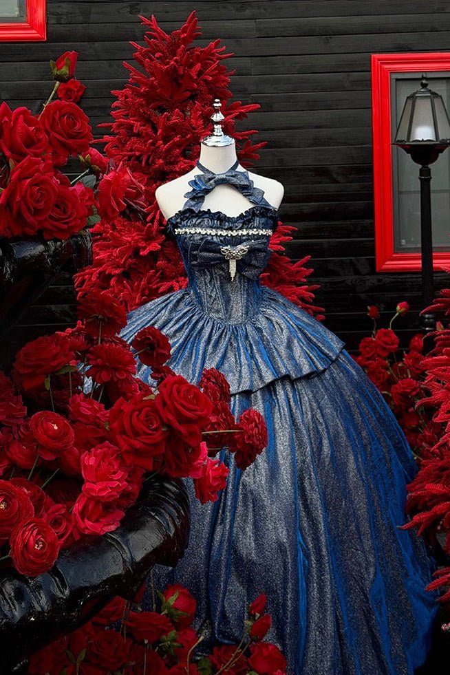 Champs Paris Blue Noble - Style Dress - LolitaEraBlue Dress+SkirtSChamps Paris Blue Noble - Style Dress