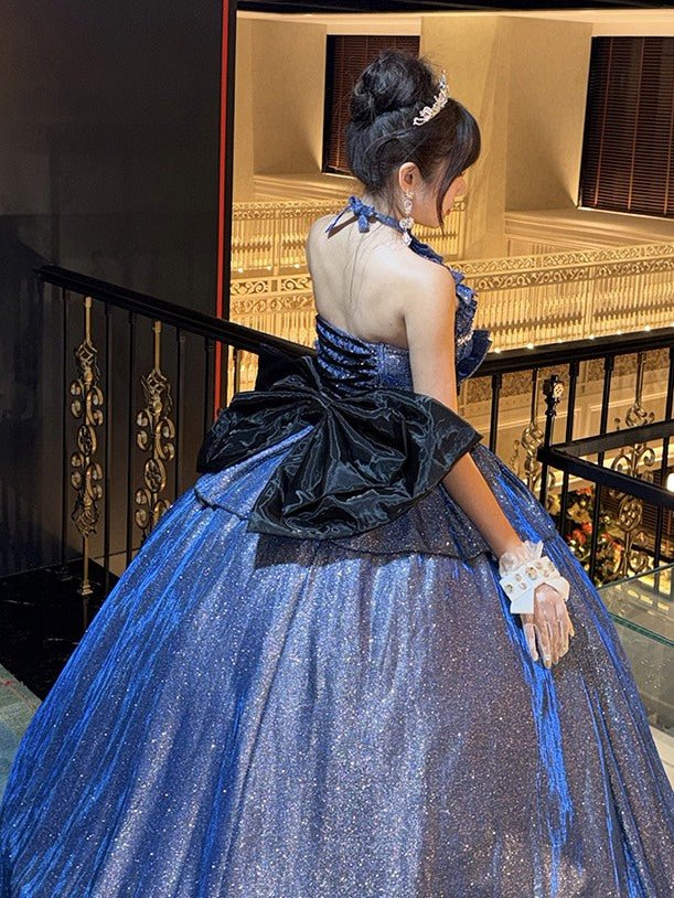 Champs Paris Blue Noble - Style Dress - LolitaEraBlue Back BowSChamps Paris Blue Noble - Style Dress