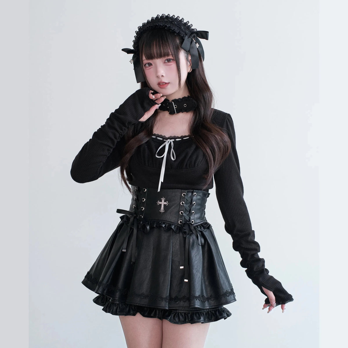 Choker Mass Produced Japanese Style Subculture Top & Skirt Set - LolitaEra
