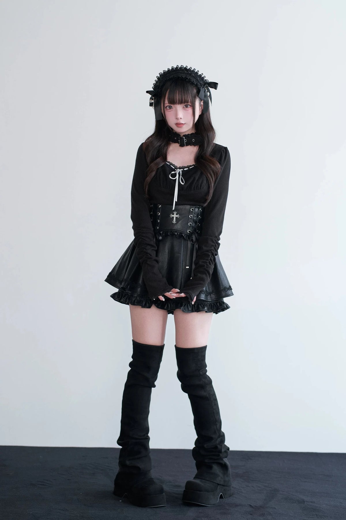 Choker Mass Produced Japanese Style Subculture Top & Skirt Set - LolitaEra
