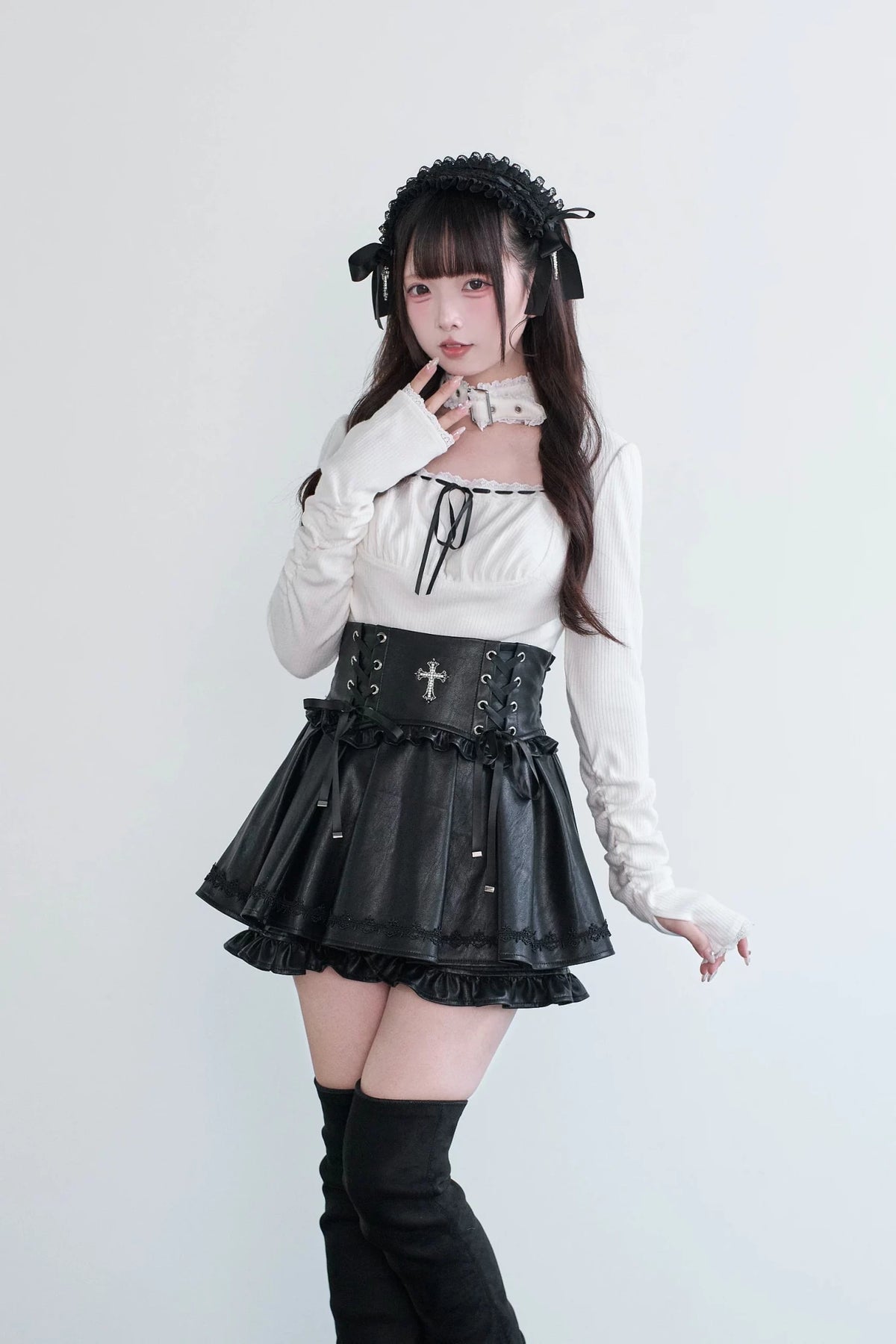 Choker Mass Produced Japanese Style Subculture Top & Skirt Set - LolitaEra