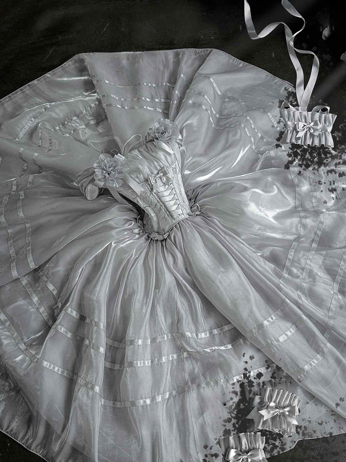Lolita Silver White Satin Ballet Dress LC1010