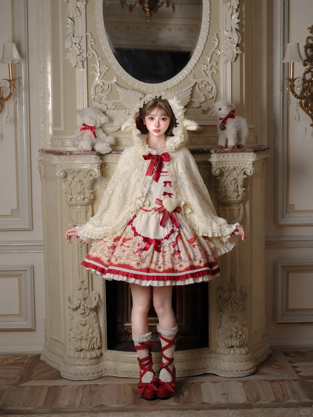 Christmas Lamb Lolita Christmas Themed OP Dress Set - LolitaEra