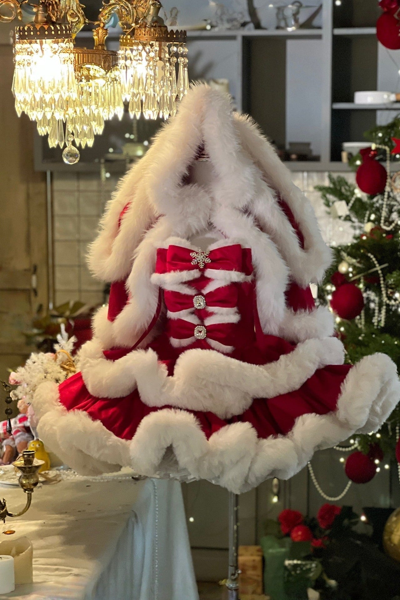 Christmas Red Bunny Doll Dress - LolitaEraDress+CloakSChristmas Red Bunny Doll Dress