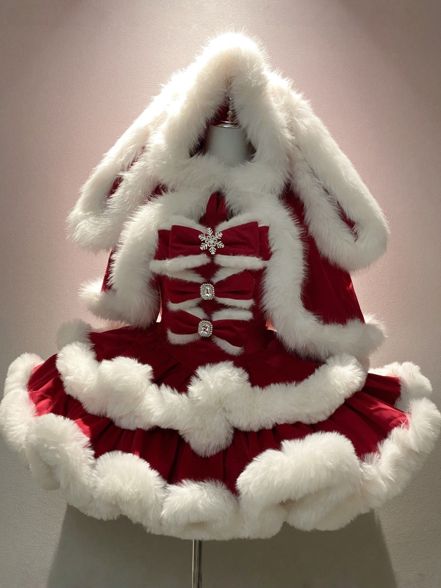 Christmas Red Bunny Doll Dress - LolitaEraDress+CloakSChristmas Red Bunny Doll Dress