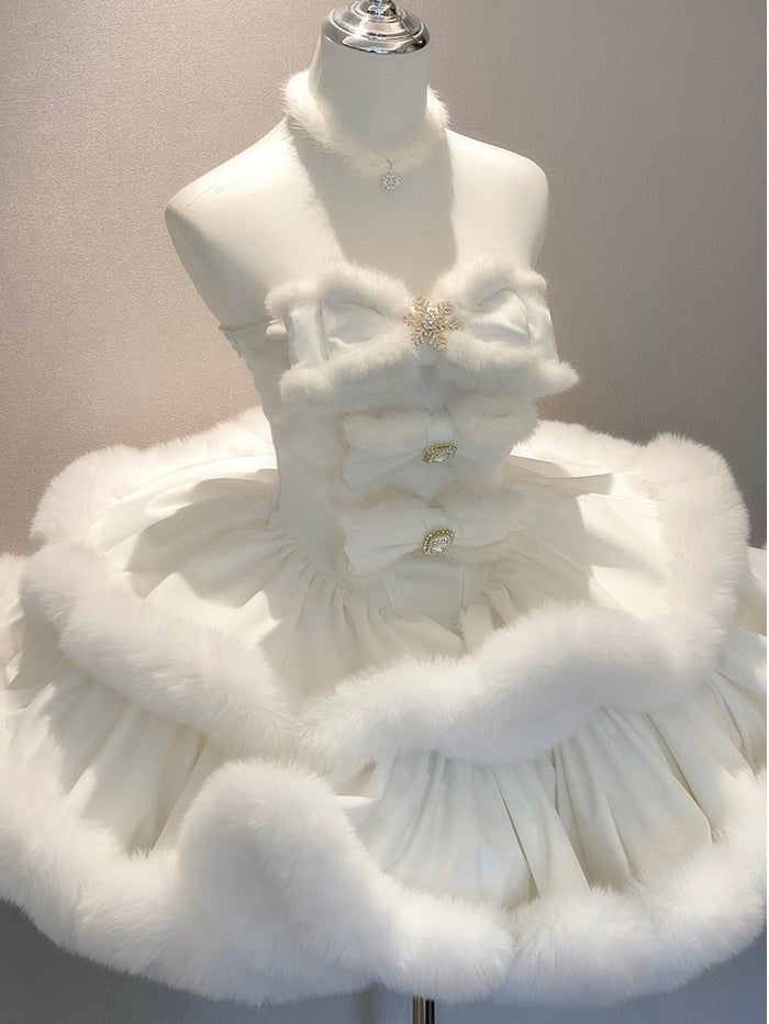 Christmas White Bunny Doll Dress - LolitaEraWhite DressSChristmas White Bunny Doll Dress