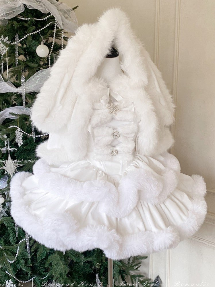 Christmas White Bunny Doll Dress - LolitaEraDress+CloakSChristmas White Bunny Doll Dress