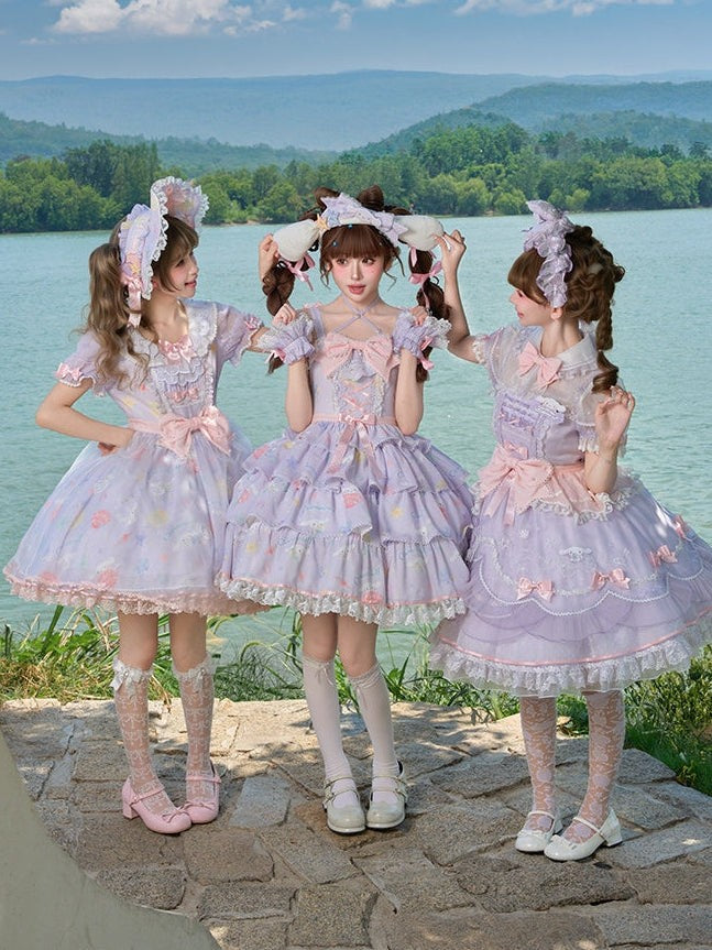 Cinnamoroll Ocean Theme Collaboration Series Lolita Purple JSK & OP Set - LolitaEra