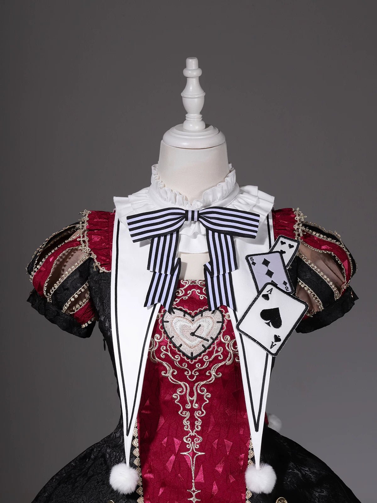 Circus Night Wine Red Black Playing Card Jester Lolita Dress - LolitaEra
