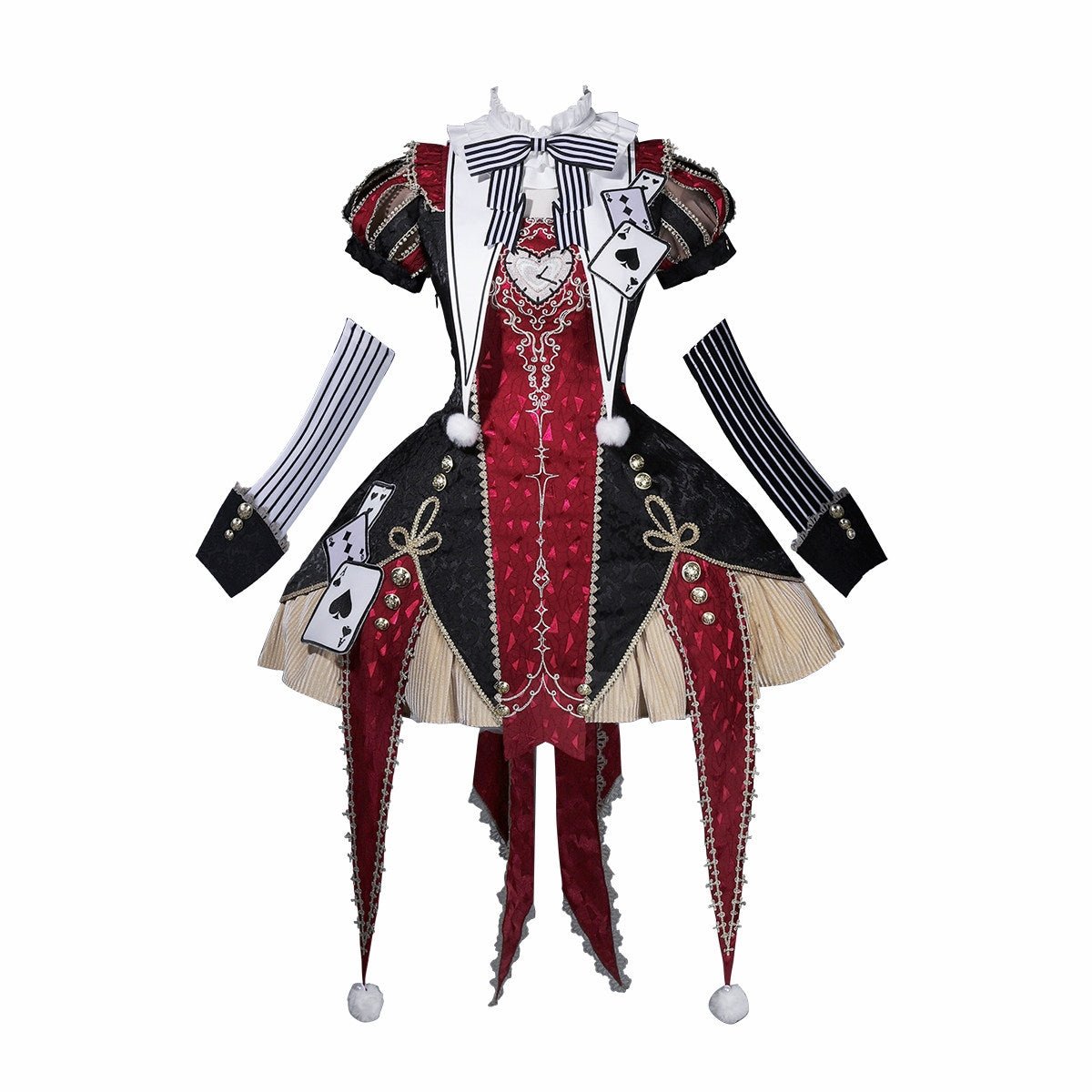 Circus Night Wine Red Black Playing Card Jester Lolita Dress - LolitaEra