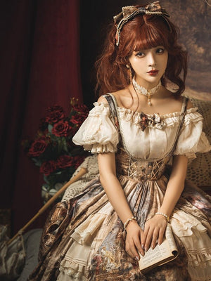 Cloria Oil Painting Style Royal JSK Set 1231 - LolitaEraBeige SetSCloria Oil Painting Style Royal JSK Set 1231