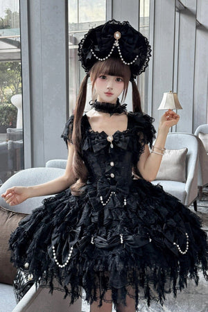 Cloud Snow Feather Black Kawaii Bridal Lolita Black Dress - LolitaEraBlack DressSCloud Snow Feather Black Kawaii Bridal Lolita Black Dress