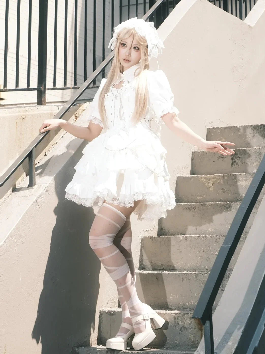 Contract Cross Gothic Black & White JSK - LolitaEraWhite JSKSContract Cross Gothic Black & White JSK