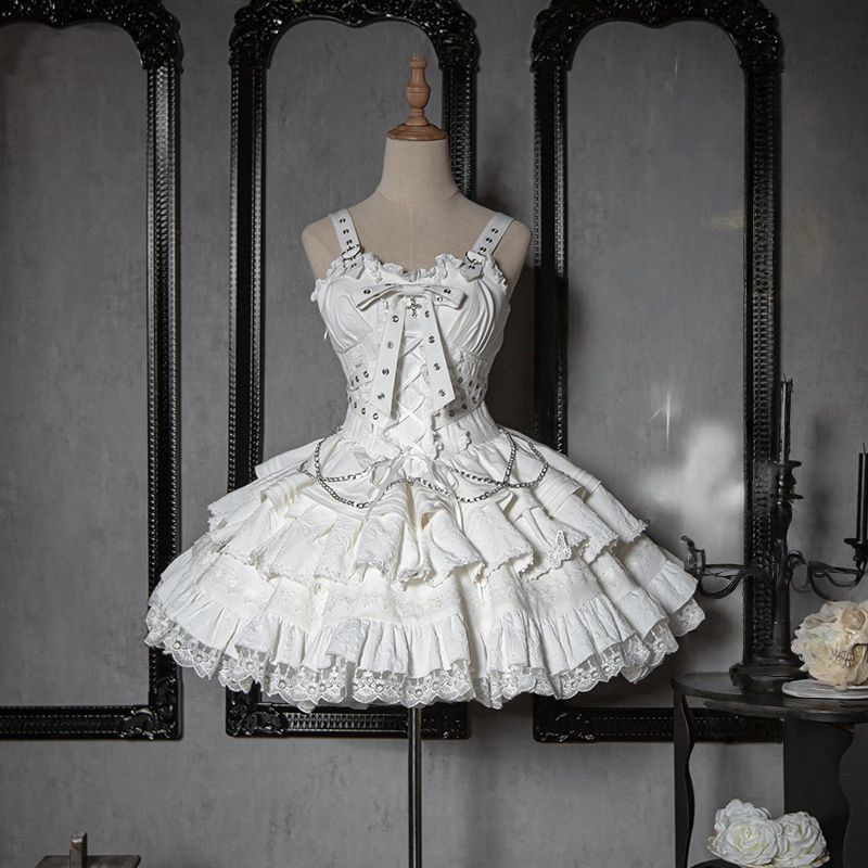 Contract Cross Gothic Black & White JSK - LolitaEraWhite JSKSContract Cross Gothic Black & White JSK