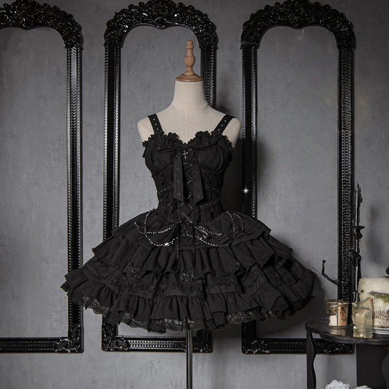 Contract Cross Gothic Black & White JSK - LolitaEraBlack JSKSContract Cross Gothic Black & White JSK