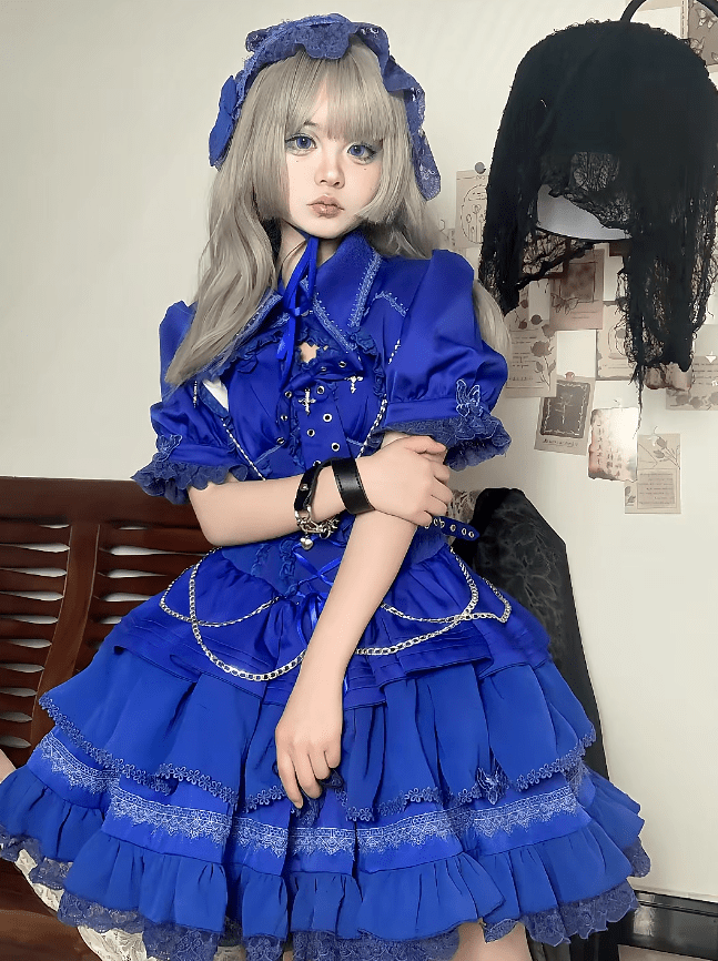 Contract Cross Gothic Blue Pink Purple JSK - LolitaEraPink JSK+TopSContract Cross Gothic Blue Pink Purple JSK