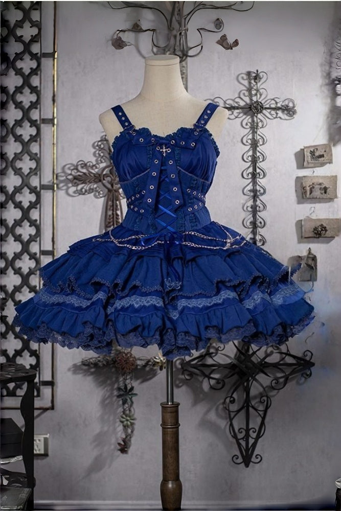 Contract Cross Gothic Blue Pink Purple JSK Dress