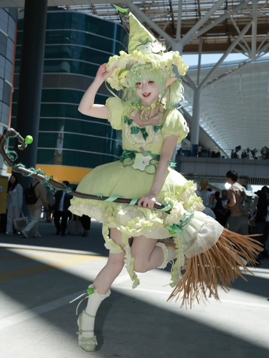 Magic Apple Green Cartoon Sweet Lolita OP Set with Bloomers