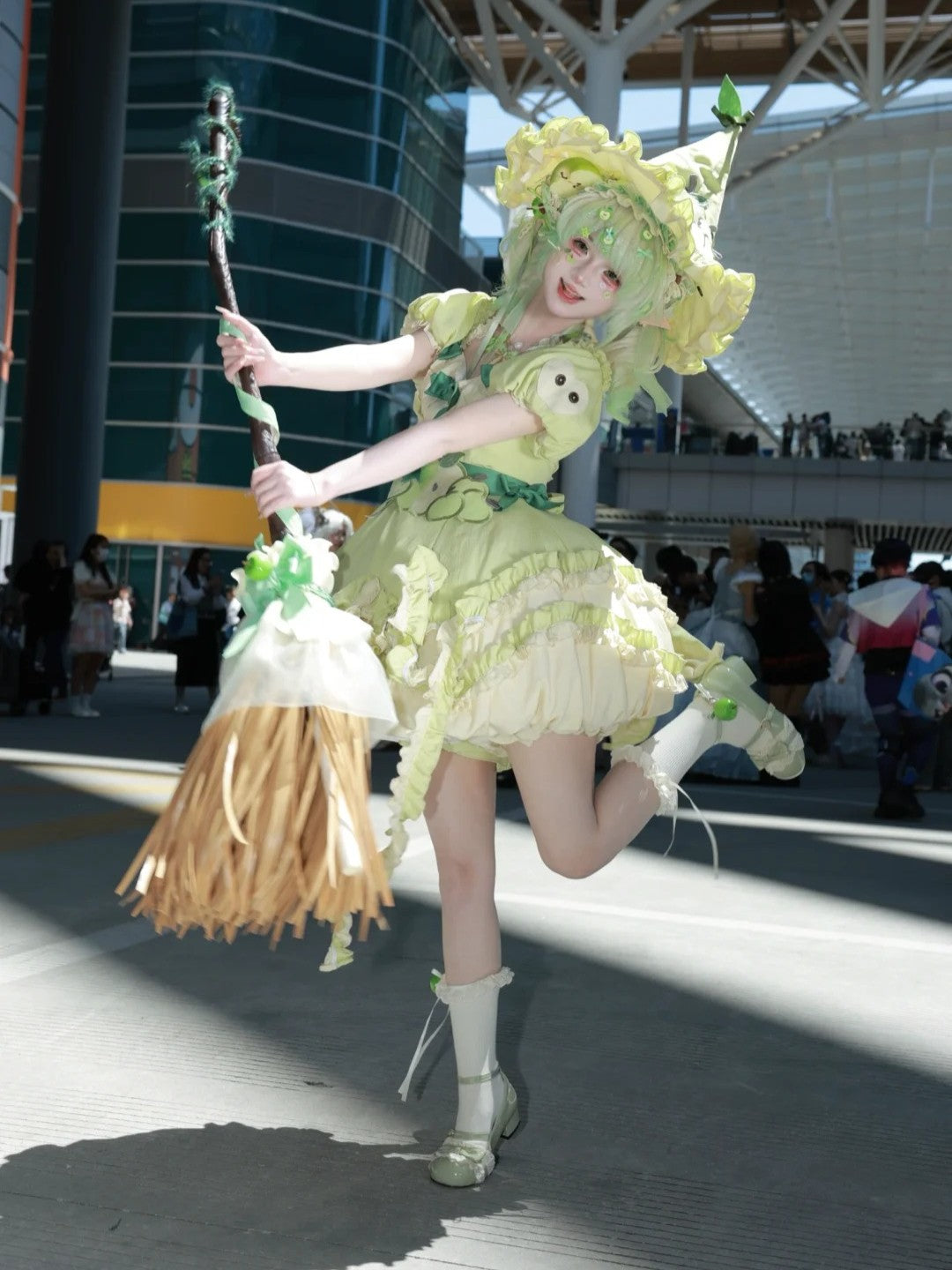 Magic Apple Green Cartoon Sweet Lolita OP Set with Bloomers