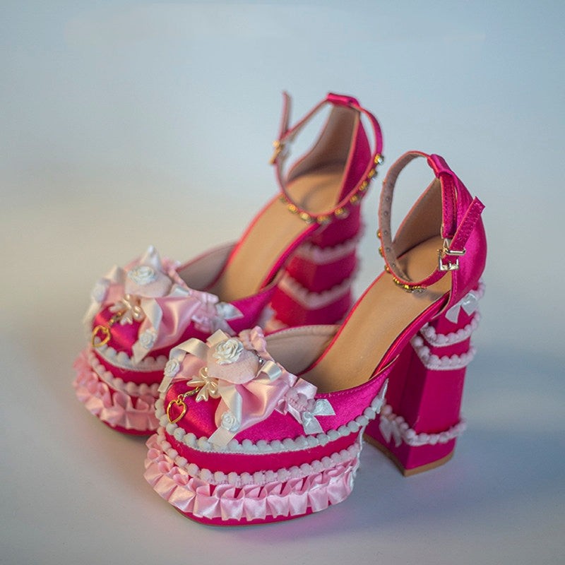 Cream Dopamine Lolita Sweet Girl Alt Y2K High Heel Shoes - LolitaEra
