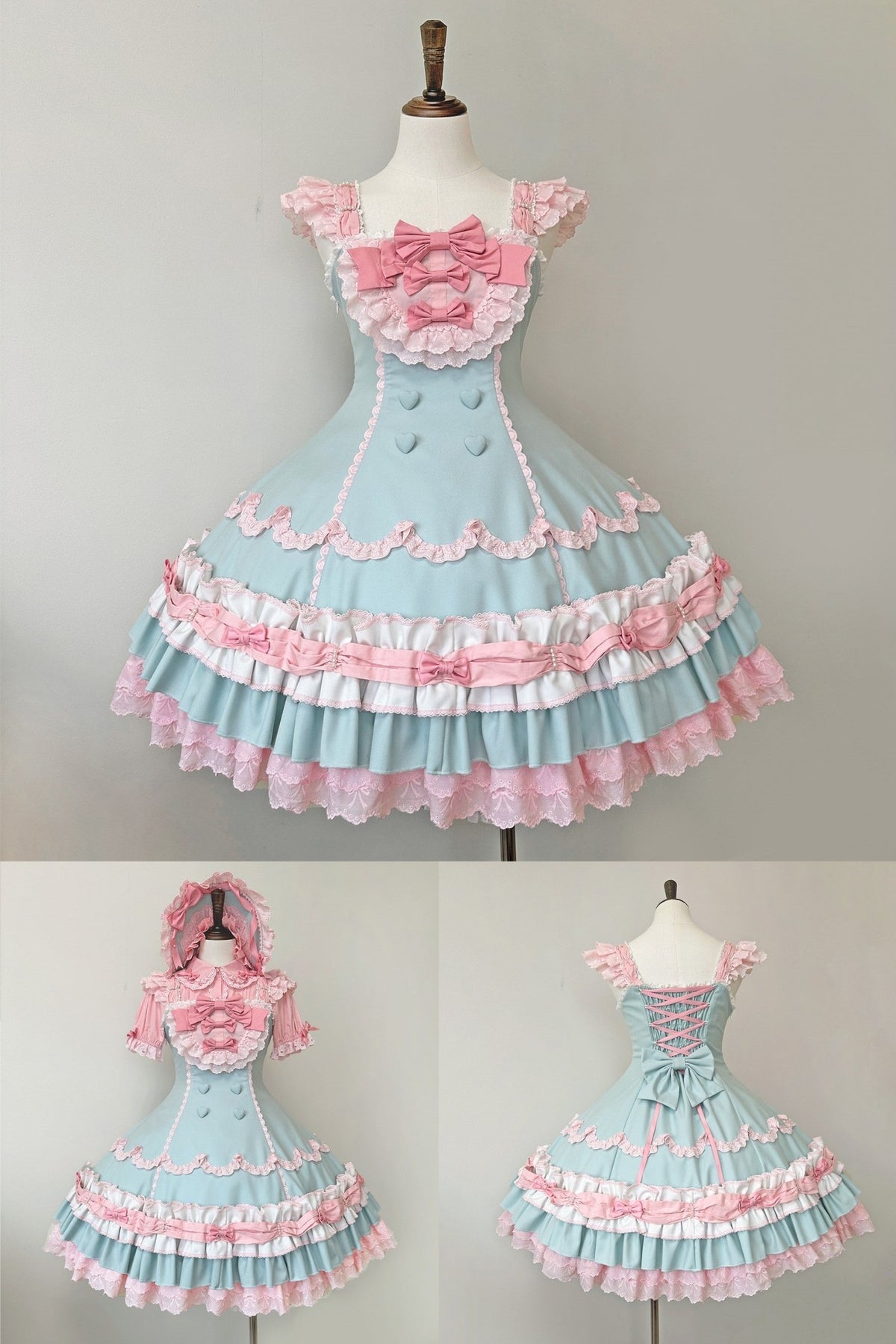 Cream Fondant Sweet Pink Retro 6-Panel Cut Original Lolita JSK - LolitaEra