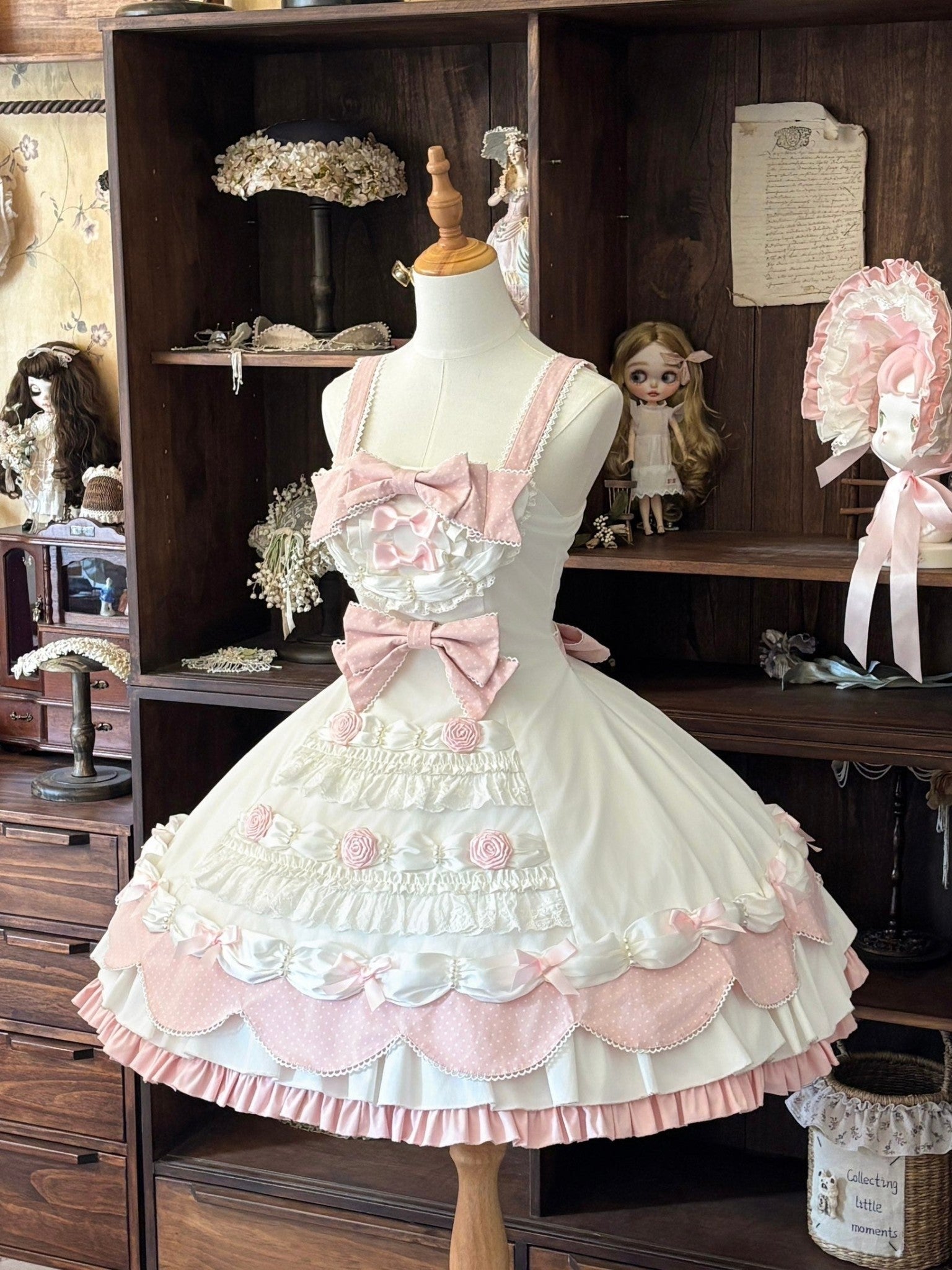 Cream Piping Cake Vintage Old-School Sweet Lolita Dress - LolitaEra