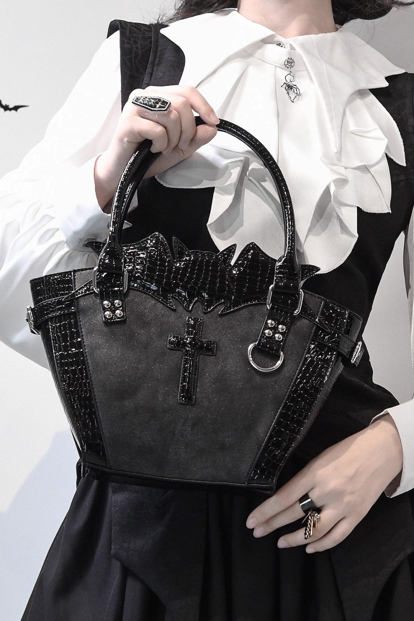 Cross Bat Gothic Subculture Lolita Handbag Crossbody Bag 1220 - LolitaEraBlack SetCross Bat Gothic Subculture Lolita Handbag Crossbody Bag 1220