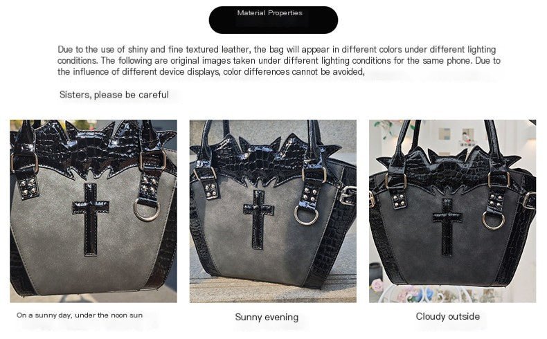 Cross Bat Gothic Subculture Lolita Handbag Crossbody Bag 1220 - LolitaEraBlack SetCross Bat Gothic Subculture Lolita Handbag Crossbody Bag 1220