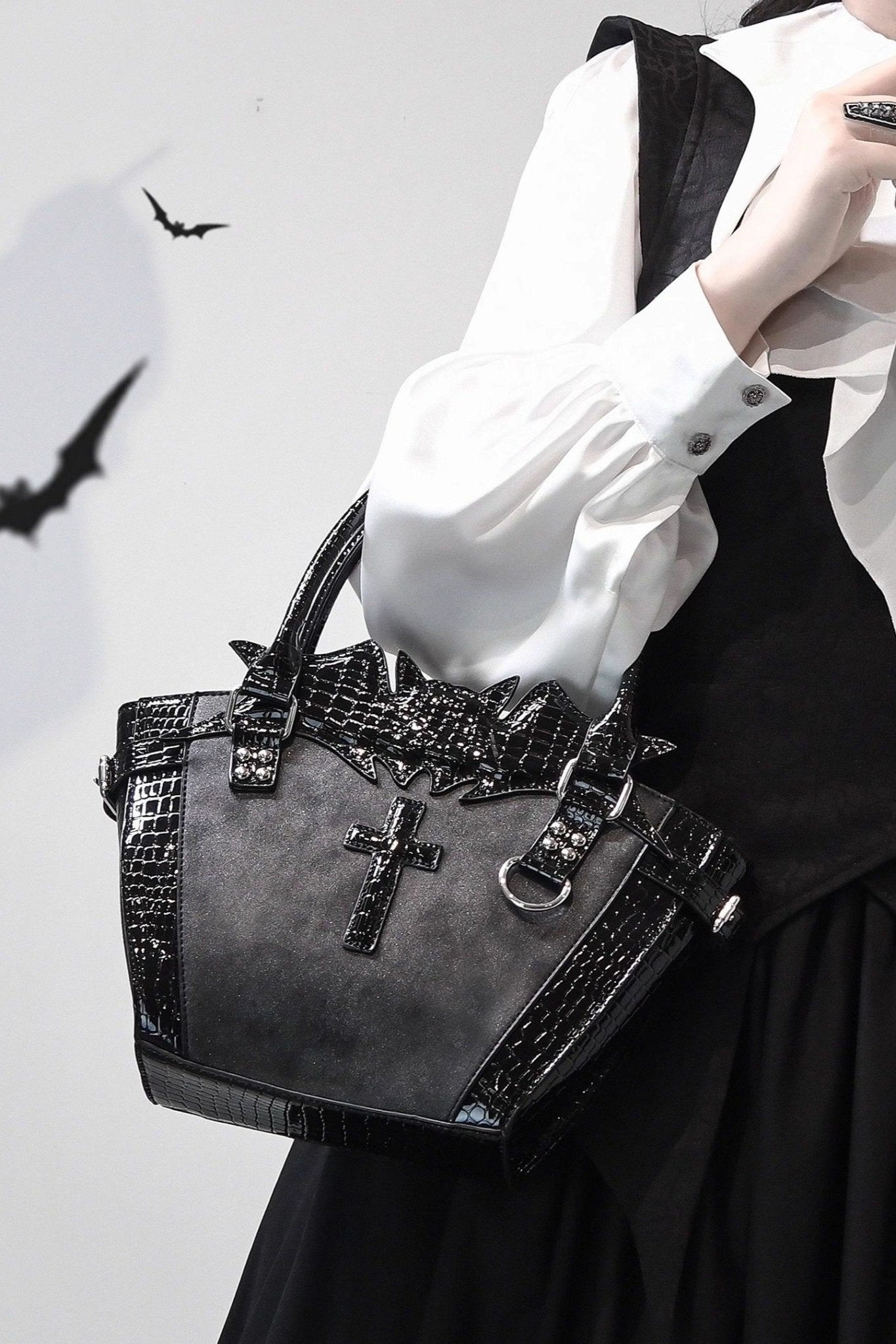 Cross Bat Gothic Subculture Lolita Handbag Crossbody Bag 1220 - LolitaEraBlack SetCross Bat Gothic Subculture Lolita Handbag Crossbody Bag 1220