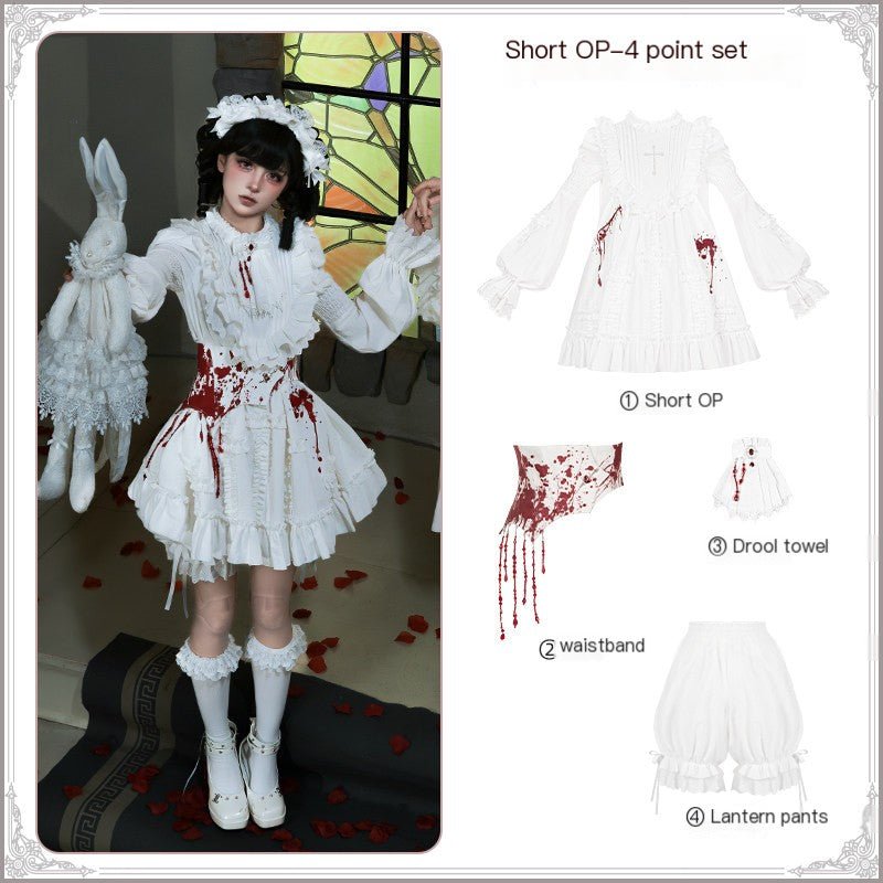Cross Doll Gothic Lolita OP Dress Set LE1193 - LolitaEraShort OP SetSCross Doll Gothic Lolita OP Dress Set LE1193