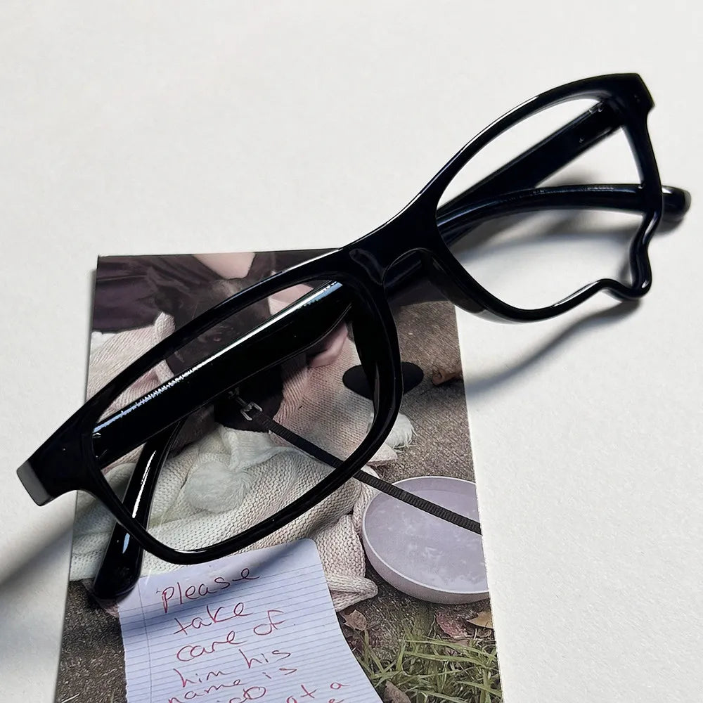 KHEPHAIA Crying Tear Glasses Book Teardrop Shape Subculture Cosplay Glasses Frame Cute Y2K Bare Face Unique