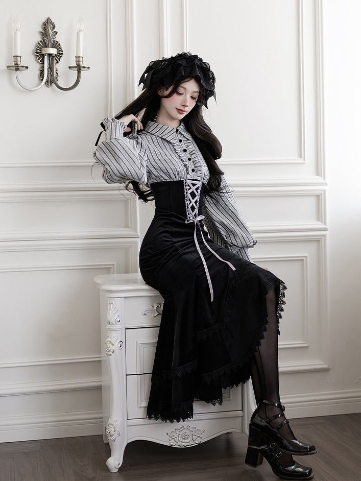 Curtain Call Classic Lolita OP/Mermaid Dress Set 1323 - LolitaEraOP Dress SetSCurtain Call Classic Lolita OP/Mermaid Dress Set 1323